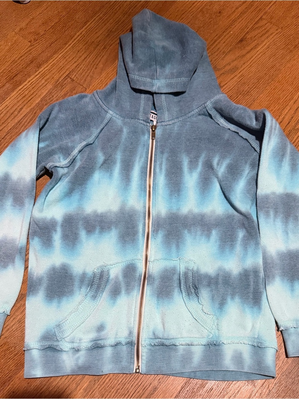 Vintage Havana Kids Blue Gray Tie-Dye Zip Hoodie